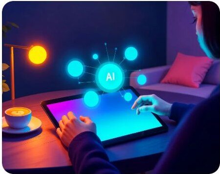 AI-assisted digital work on a tablet