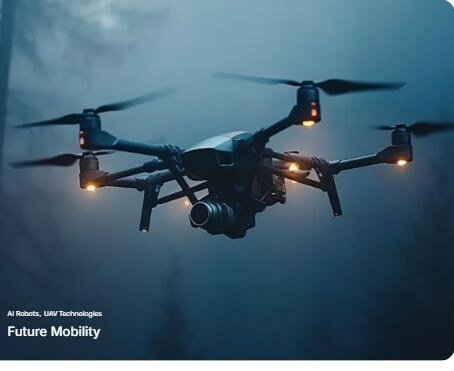 Professional drone in flight