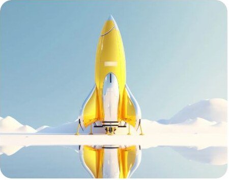 Yellow rocket ready to launch