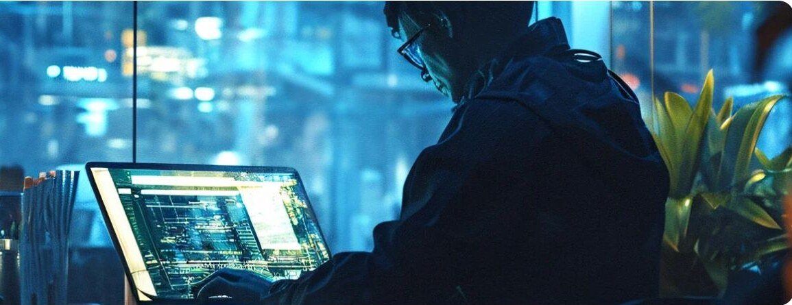 Digital specialist working at night